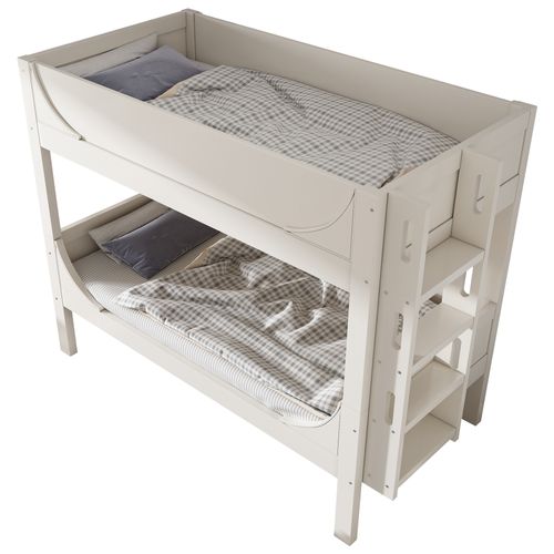 Lit Superposé 90x200 Cm - Avec Échelle - Rangement Tiroirs - Bois + Mdf - Blanc