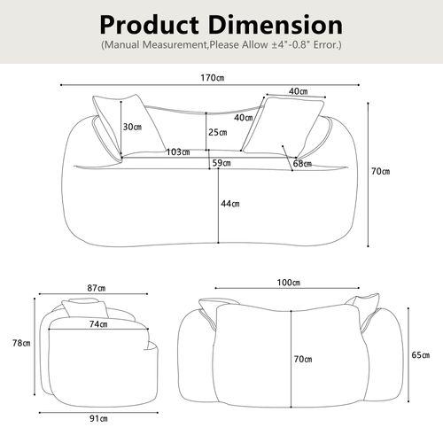 Canapé 2 Places - Compressible Compact - Accoudoirs - Coussins - Sans Assemblage - Tissu - Rose