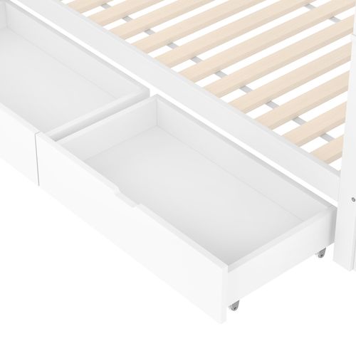 Lit Superposé 90x200 Cm - Multifonction - Tiroirs Et Étagère - Structure Fiable Et Stable - Blanc