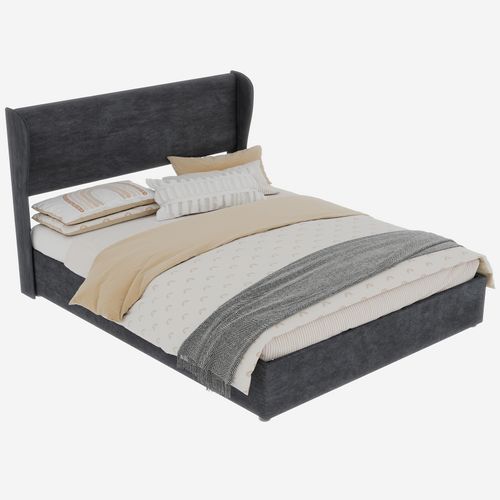 Lit Coffre 160×200 Cm - Tête De Lit Douce - Rangement Levage Hydraulique - Moderne - Velours - Gris