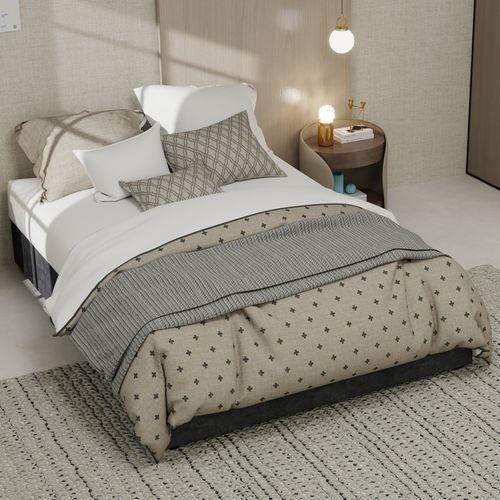 Lit Coffre Double 140×200 Cm - Rangement - Vérins - Structure Solide - Velours - Gris
