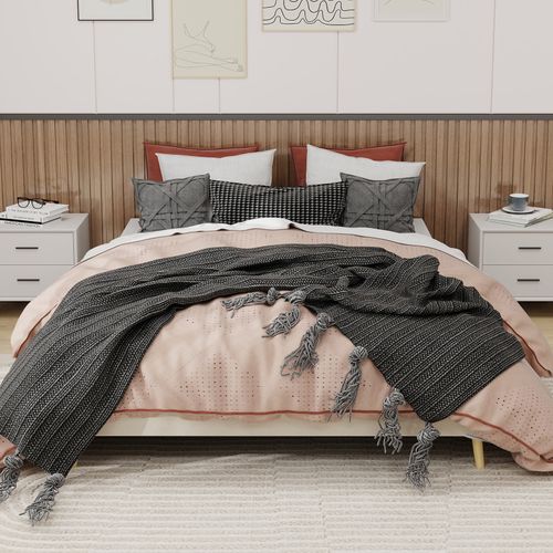 Lit Coffre 160x200 - Cadre Bas Design Contemporain - Rangement Adulte Et Ado - Velours Beige