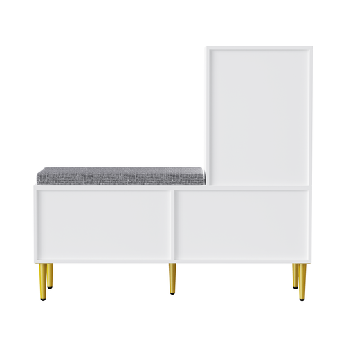 Meuble à Chaussures Moderne - Banc Rembourré - Tiroirs + Porte - Rangement Pratique - Couloir -blanc