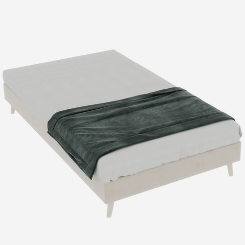 Lit Simple 90x200 Cm - Enfant - Cadre Bas Fonctionnel - Velours Hollandais - Beige