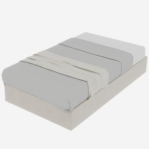 Lit Coffre Simple 90x200 Cm - Enfant - Cadre Bas Moderne Avec Vérin Hydraulique - Velours - Beige