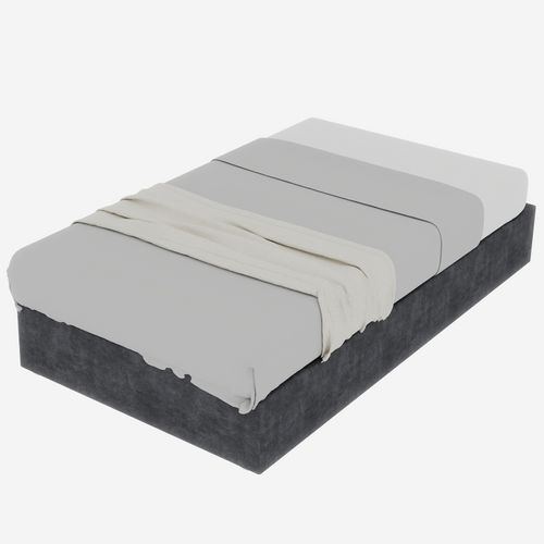 Lit Coffre Simple 90x200 Cm - Enfant - Cadre Bas Moderne Avec Vérin Hydraulique - Velours - Gris