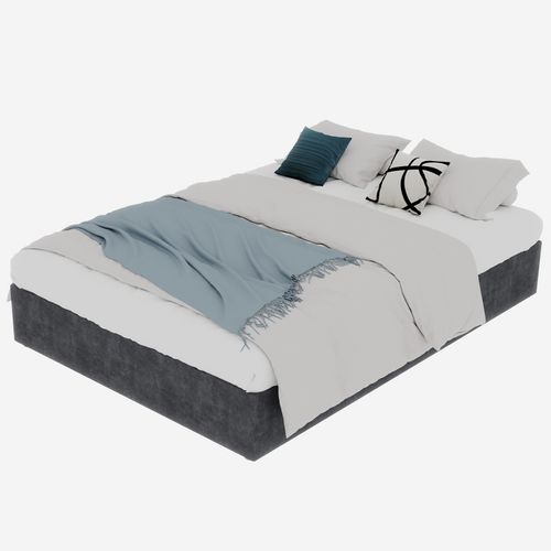 Lit Coffre 160×200 Cm - Lit Double Moderne Bas - Système Hydraulique - Velours Hollandais - Gris