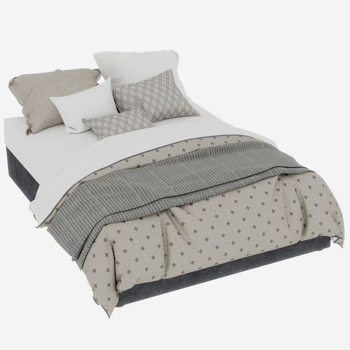 Lit Coffre 140x200 - Lit Double Bas Avec Mécanisme Hydraulique- Lit Adulte/ado - Velours Gris