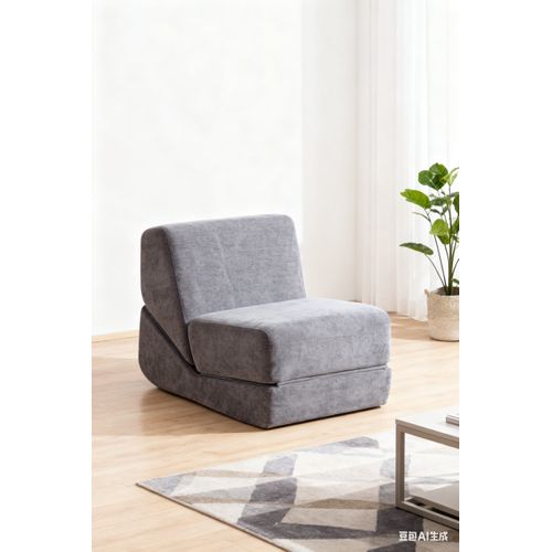 Canapé Convertible 1 Place - Matelas Pliant Triple - Idéal Petits Espaces - Tissu Flanelle - Gris