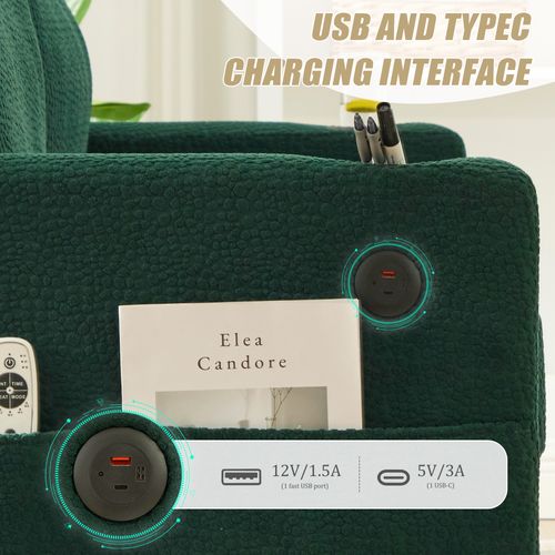 Canapé Droit 2 Places - Rangement - Ports USB - Contemporain - Tissu Chenille - Jaune Moutarde