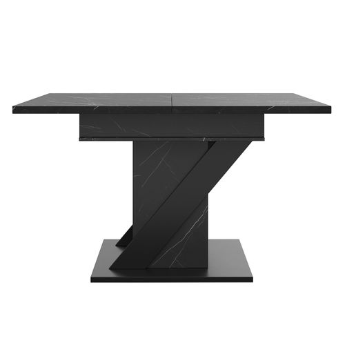 Table De Cuisine Extensible, Plateau Mdf Noir Effet Marbre, Pieds Métal Stables, 110-140 X 80 Cm