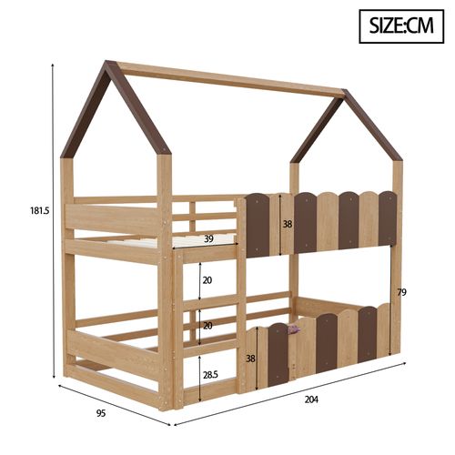 Lit Superposé Enfant 90×200 Cm - Garde-corps Sécurisé - Cadre Bois Et Métal - Bois Et Métal - Bois