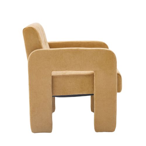 Fauteuil D’appoint - Confortable - Accoudoirs - Assise Rembourrée -moderne Nordique -chenille- Jaune