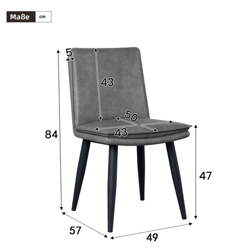 Chaise Salle à Manger - Lot De 2 - Confortable Et Élégante - Rembourrage Doublé - Pu - Gris