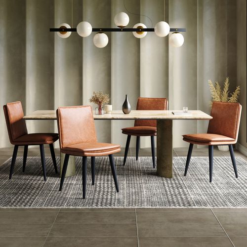 Chaise Salle à Manger - Lot De 2 - Confort Optimisé - Structure Métallique - Pu - Marron