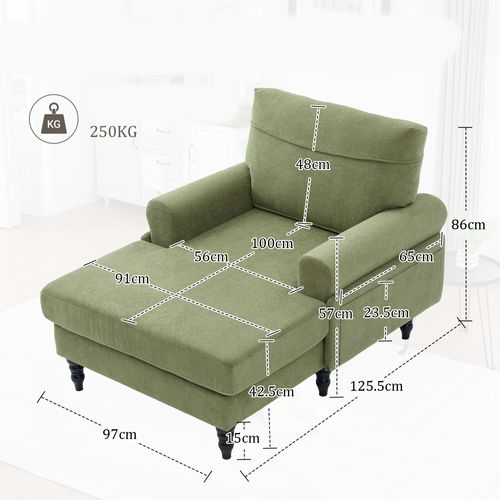 Méridienne - Accoudoirs Rembourrés - Poche Latérale - Confort Optimal - Chenille - Vert