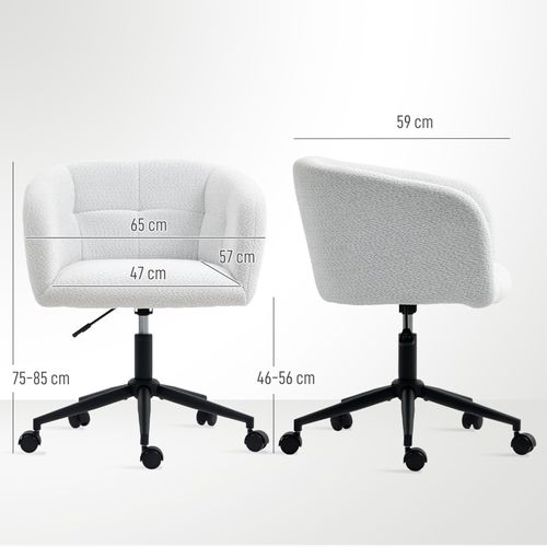 Fauteuil Pivotante 360° Ergonomique - Roulettes Et Réglage En Hauteur - Polyester - Blanc