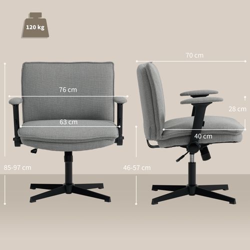 Fauteuil De Bureau - Réglage En Hauteur Et Fonction Bascule - Accoudoirs Rabattables - Gris