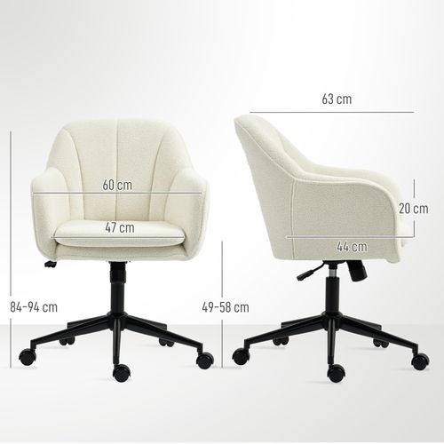 Fauteuil De Bureau - Réglage En Hauteur Et Fonction Bascule - Roues Silencieuses - Polyester - Beige
