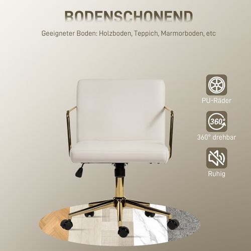 Fauteuil De Bureau - Pivotante Avec Réglage - Fonction Inclinable Et Roulettes Silencieuses - Blanc
