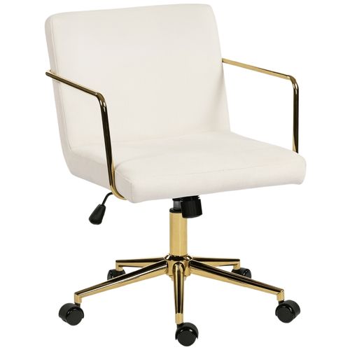 Fauteuil De Bureau - Pivotante Avec Réglage - Fonction Inclinable Et Roulettes Silencieuses - Blanc