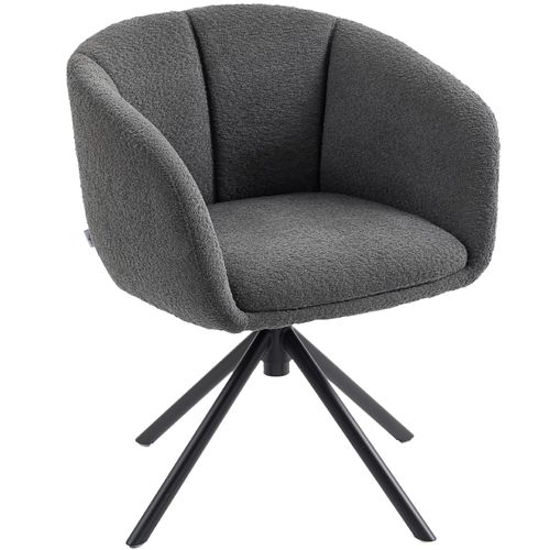 Fauteuil Pivotant Rembourré - Design Confortable Avec Accoudoirs - Polyester - Gris - Pieds Métal
