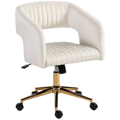 Fauteuil De Bureau En Velours - Pivotante - Accoudoirs - Assise Rembourrée 360° - Réglable - Métal