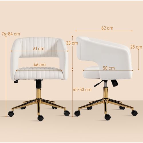 Fauteuil De Bureau En Velours - Pivotante - Accoudoirs - Assise Rembourrée 360° - Réglable - Métal