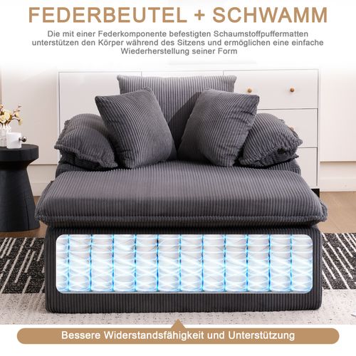 Méridienne - Confort Lecture - Dossier Haut - Accoudoirs Larges - Design Ergonomique - Tissu - Gris