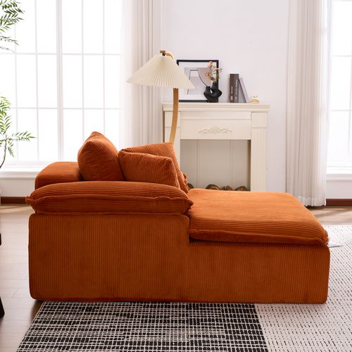 Méridienne - Confort Lecture - Dossier Haut - Accoudoirs Larges - Design Intérieur - Tissu - Orange