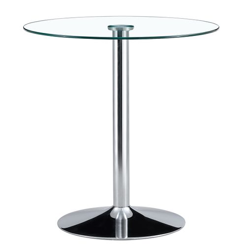 Table Basse - Design Moderne - Plateau Verre - Structure Métal Argenté - Transparent