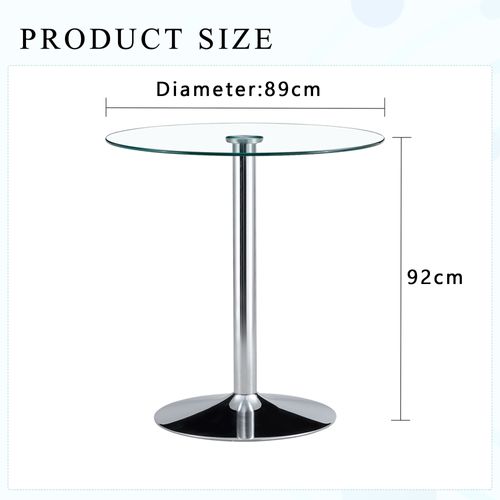 Table Basse - Design Moderne - Plateau Verre - Structure Métal Argenté - Transparent
