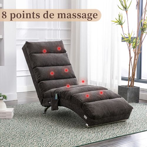 Fauteuil Relax De Salon Avec Vibration, Poche Latérale Et Rembourrage En Mousse – Gris Foncé