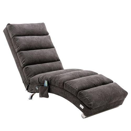 Fauteuil Relax De Salon Avec Vibration, Poche Latérale Et Rembourrage En Mousse – Gris Foncé