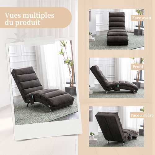 Fauteuil Relax De Salon Avec Vibration, Poche Latérale Et Rembourrage En Mousse – Gris Foncé