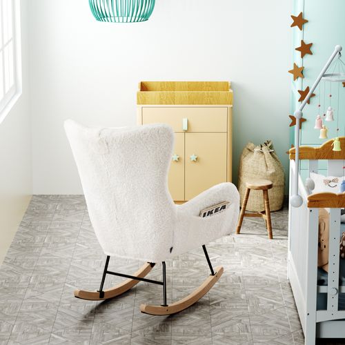 Fauteuil à Bascule Avec Accoudoirs - Chaise Berçante Design Avec Appui-tête - Blanc