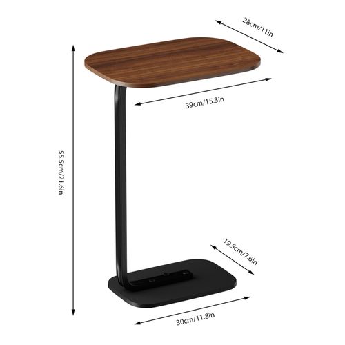 Table D’appoint - Table Basse C-forme - Structure Stable - Pour Salon Ou Chambre - Noyer