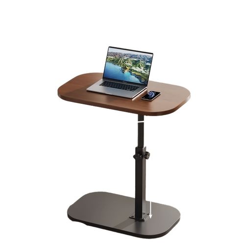 Table D’appoint C-forme - Hauteur Réglable - Plateau Pivotant 360° - Design Moderne - Marron