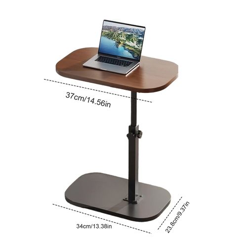 Table D’appoint C-forme - Hauteur Réglable - Plateau Pivotant 360° - Design Moderne - Marron