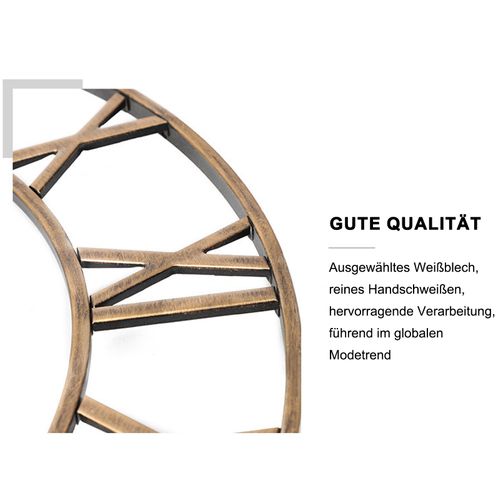 Grande Horloge Murale 50 Cm - Style Vintage - Silencieuse - Chiffres Romains - Métal - Marron