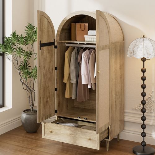 Armoire à Vêtements Bois Chêne - Tiroir  - Design Moderne - Rangement - Bois