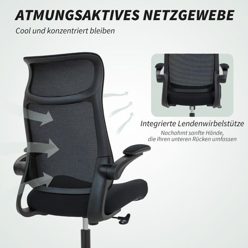 Fauteuil De Bureau Noir - Ergonomique - Accoudoirs 3d - Dossier Mesh Et Appui-tête - Pivotant