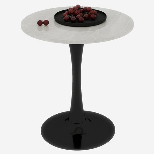 Table D’appoint Ronde - Table Basse Polyvalente - Pour Salon Ou Salle à Manger - Marbre - Noir+blanc
