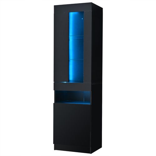 Vitrine - Buffet Vitrine LED - Éclairage Intégré - 4 Niveaux De Stockage - Montage Facile - Noir