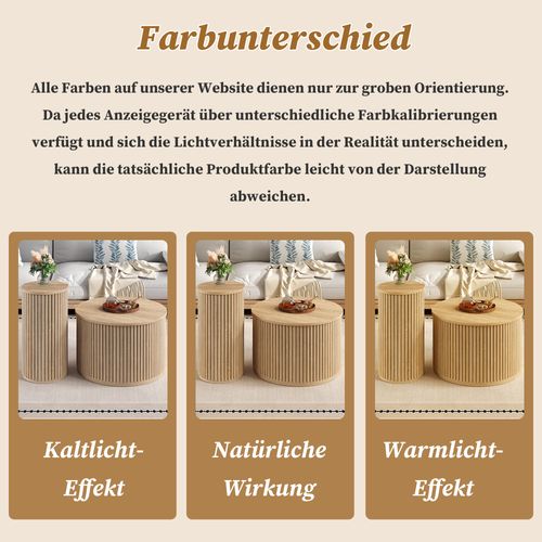 Tables Gigognes - Lot De 2 - Table Basse Et Table D’appoint - Mdf - Bois Naturel