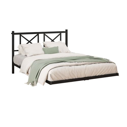 Lit Simple 120x200 Cm - Lit Ado Avec Rangements Et LED Multicolore - Prises USB - Cadre Métal - Noir