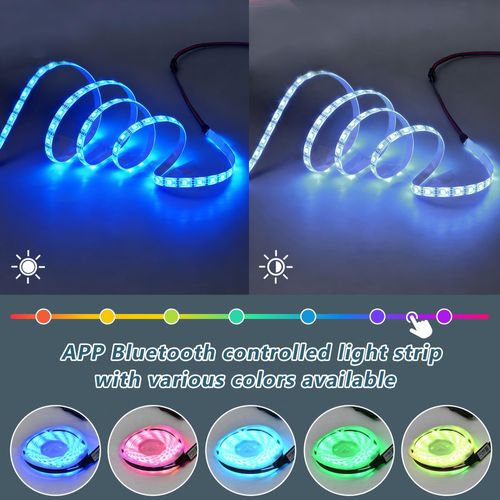 Table Basse Moderne Haute Brillance - LED - Tiroir - Espaces De Rangement Multiples - Blanc