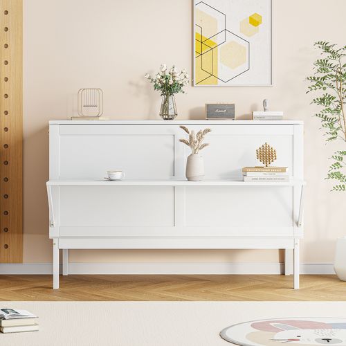 lit rabattable 140x200 Cm Avec Structure Verticale Blanc