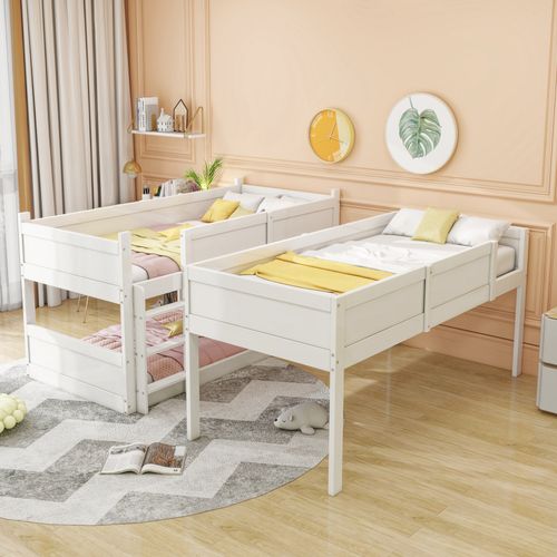 Lit Superposé 90x200 Cm Avec Structure En Bois Blanc