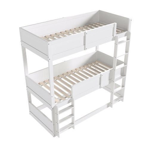 Lit Superposé 90x200 Cm Avec Structure En Bois Blanc